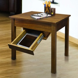 Casual Home 615-15 Kennedy End Table with Concealed Drawer, Concealment Furniture, Warm Brown
