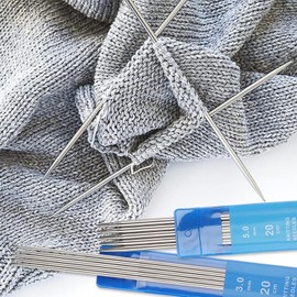 Coopay 5 Piece Needle Set 5.0 mm Knitting Needles Set, 20 cm Length Stainless Steel Knitting Needles for Socks, Scarves, Hats, Pets, Sweaters, Sock Needles 5.0 mm