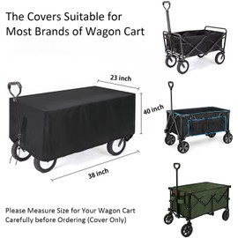 TheElves Collapsible wagon Cover(Only Cover ),Outdoor Folding Garden Wagon Cart Cover Heavy Duty,Waterproof Dustproof UV Resistant Only Cover- 38" L x 23" W x 40" H