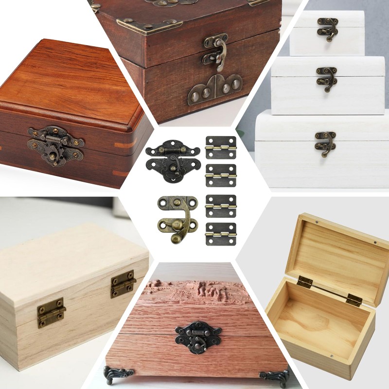 30 Pcs Retro Jewelry Box Hinges and Latches Set, Antique