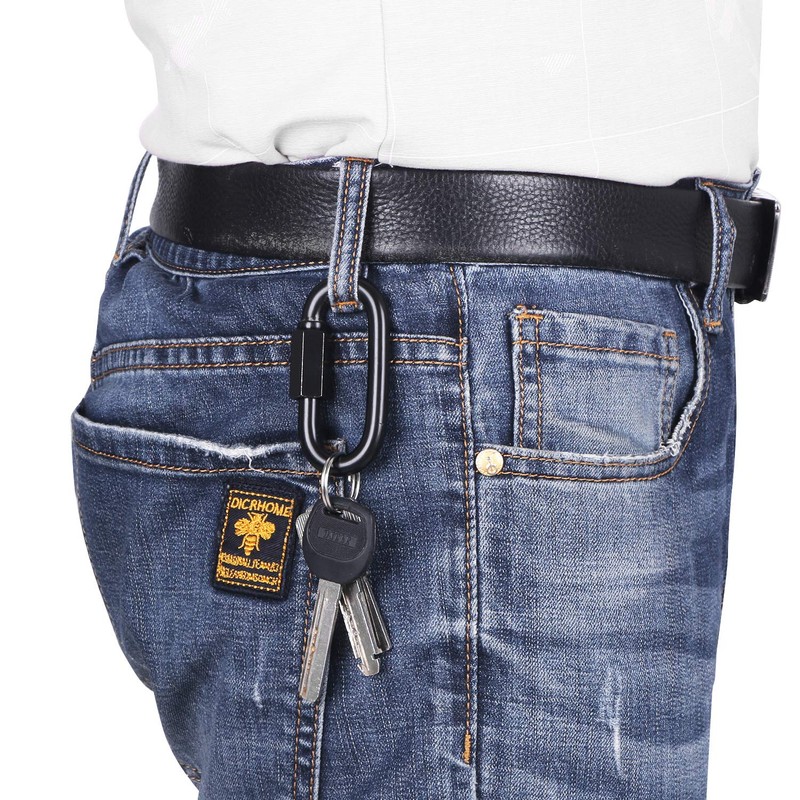 BEWISHOME D Shape Locking Carabiner,Black Quick Links,Durable Chain Links,Heavy Duty