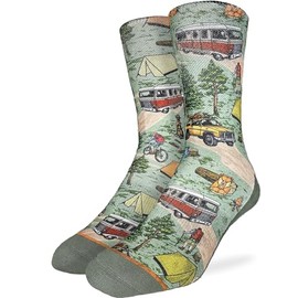 Good Luck Sock Men's Vintage Camping Trip Socks, Adult