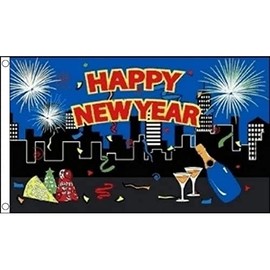 AZ FLAG HAPPY NEW YEAR CITY FLAG 3' x 5' - NEW YEAR PARTY FLAGS 90 x 150 cm - BANNER 3x5 ft