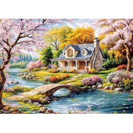 Puzzles 1000 Pieces for Adults jigsaw puzzles for adults-Beautiful Quiet Village-1000 Piece Puzzle Classic Educational Games Beautiful Decoration Puzzle