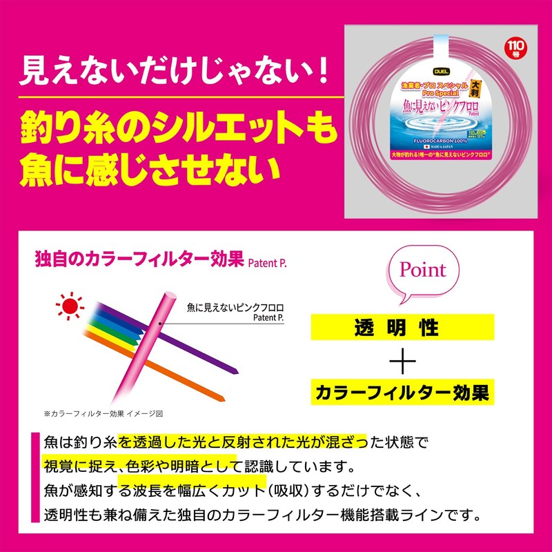 DUEL Pink Fluoro Fisherman Pro Special Large Size 100m 90