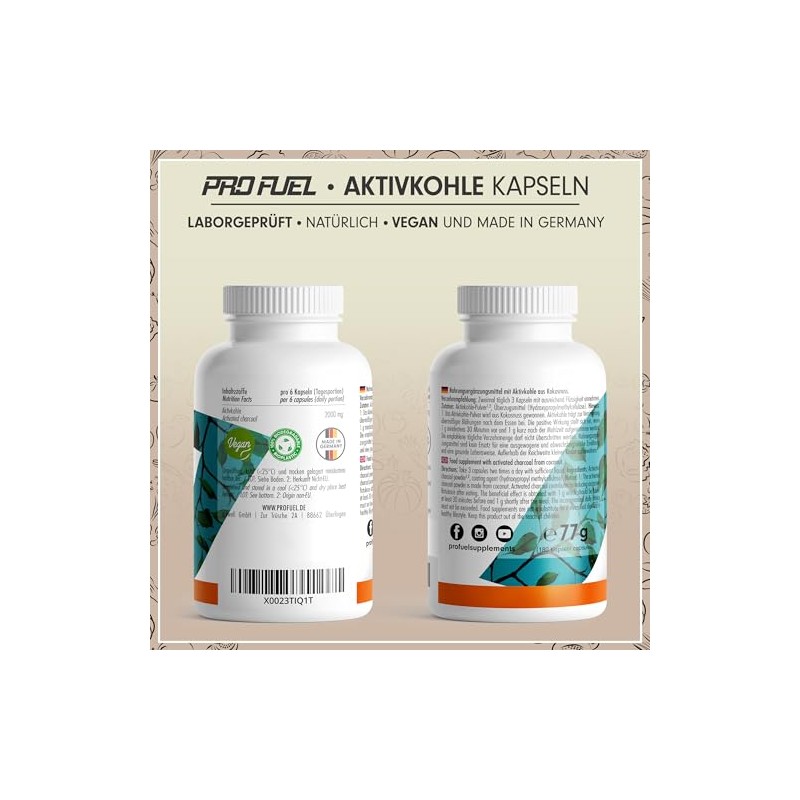 Activated Carbon Capsules 180x – Optimal High Dose with 2000