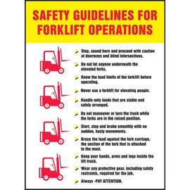 Accuform, Safety Posters SP124485L Safety Guidelines for Forklift Laminated Poster, 22" x 17"