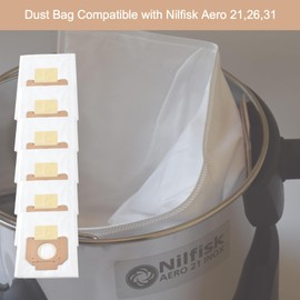 6PCS Replacement Dust Bags Compatible with Nilfisk Alto Aero 26,21,31,Attix 30,50 Vacuum