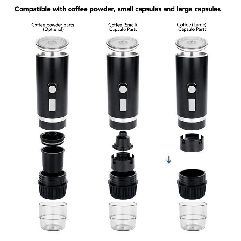 Portable Coffee Maker 15bar ABS Capsules Ground Coffee Extraction Electric