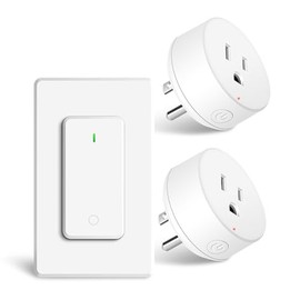 KCMYTONER Remote Control Outlet Plug,1 Remote Switch 2 Outlet Plugs,Wireless On/Off Light Switch Wall Mounted,15A/1500W,TUV List,No Wiring Needed,500ft RF Range,for Lamp,Fans,Household Appliances