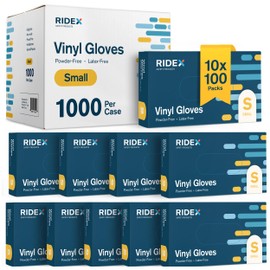Disposable Gloves Latex-Free Clear Vinyl Gloves [1000-Count] Thick Powder-Free All-Purpose Gloves, Dispenser Box Gloves 100 Pieces - Size Small Glove