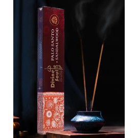 Divine Soul Palo Santo & Sandalwood Incense Sticks – 3 Pack Set with JRose Incense Burner – Grounding & Purifying for Meditation, Relaxation & Spiritual Healing