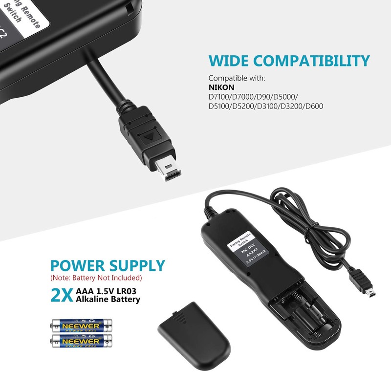 Neewer Digital Timer Remote Shutter Release Trigger(Replacement for MC-DC2)for Nikon