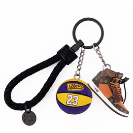 MPK Mini Sneaker Key Chain - 3D Basketball Keychain Accessories for Men Women Boys Graduation Gift Inspirational Gift, Brown-, Small, Braun