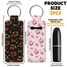 OLYCRAFT 2pcs Lipstick Holder Keychain Cherry Pattern Lip Balm Holders Elastic Diving Fabric Lipstick Keychains Portable Lipstick Holder Bags Lipstick Sleeve Key Ring Holder for Lipstick Chapstick