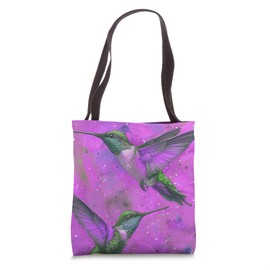 Purple Hummingbird Galaxy Pink Teal Green Birds Humming Bird Tote Bag
