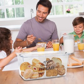 Gzsekken Plastic Bread Container,Bread Bins for Kitchen Airtight Bread Box with Lid,2 Grid Bread Storage Container Clip Locking BPA-Free Food Container Bread Keeper for Homemade Bread Toast, Bagel
