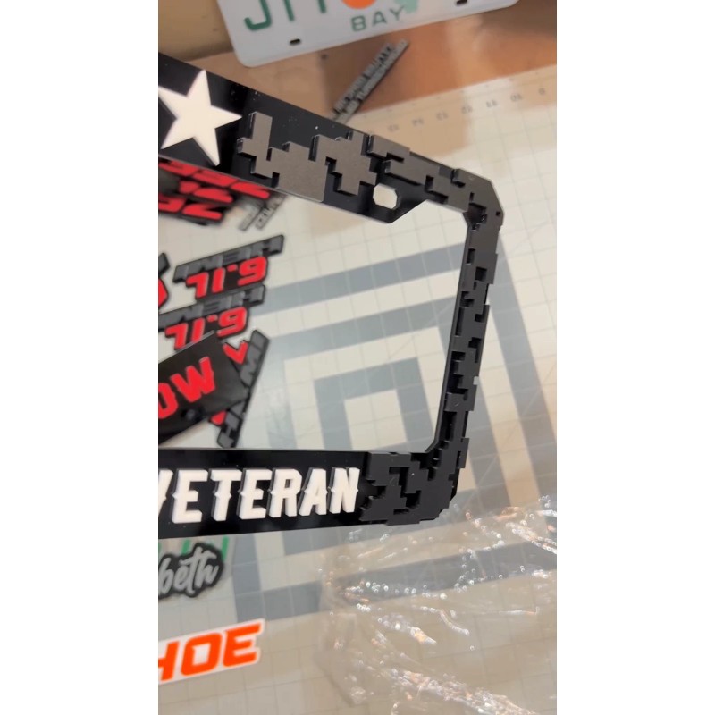plate frame COMBAT VETERAN Black License Plate Frame Cover, Frame,