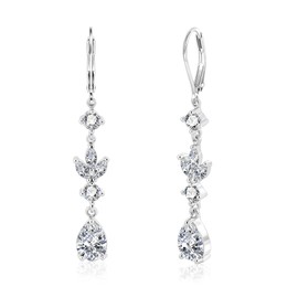 ALEXCRAFT Sterling Silver Earrings for Women 925 Post Hypoallergenic Leverback Silver Dangle Earrings Drop Earrings with Cubic Zirconia