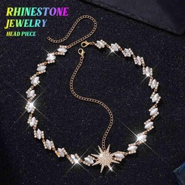 Yean Rhinestone Star Headband Gold Crystal Headpiece Goddess Hair Accessories for Women