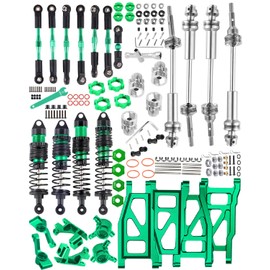 hopsupRC Upgrades for 1/10 Rustler/Slash/Stampede 4x4,RC Shocks&Steel Drive Shaft CVD&Adjustable Turnbuckles Camber Links&A Arm&Caster Block,Steering Blocks,Stub Axle Carriers,Wheel Hex&Hex Hub,Green