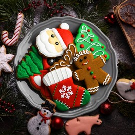 8PCS Large Christmas Cookie Cutters Set, Holiday Cookie Cutters Shape Gingerbread Men, Christmas Tree, Snowflake, Candy Cane, Santa Face Snow Man Stocking, Mitten for Winter Baking