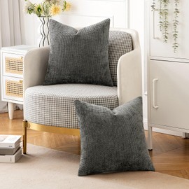 MIULEE Set of 2 Cushion Covers Fringe Chenille Cushion Covers Sofa Cushion Decorative Cushion for Couch Sofa Living Room Grey 40 x 40 cm