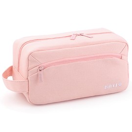 MAMUNU Large Capacity Pencil Case 3 Compartments, Pencil Pouch with Zipper Portable Handle, Aesthetic Pencil Case Stationery Organizer for Office College School Teen Girl Boy Students (Pink)