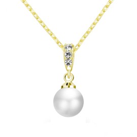 Philip Jones Gold Plated Pearl Drop Necklace Created with Zircondia® Crystals