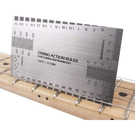 Jiayouy 11 Pieces Guitar Luthier Tool Kit Including 9pcs Understring Radius Gauge String Action Gauge Ruler 32 Blades Feeler Gauge for Guitar and Bass Setup