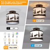 Rustic Semi Flush Mount Ceiling Light with Shade, Black Metal