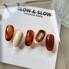 [Fall Discount]Pumpkin Marble NailPosition can be changed - Short Nose