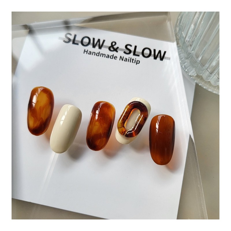 [Fall Discount]Pumpkin Marble NailPosition can be changed - Short Nose
