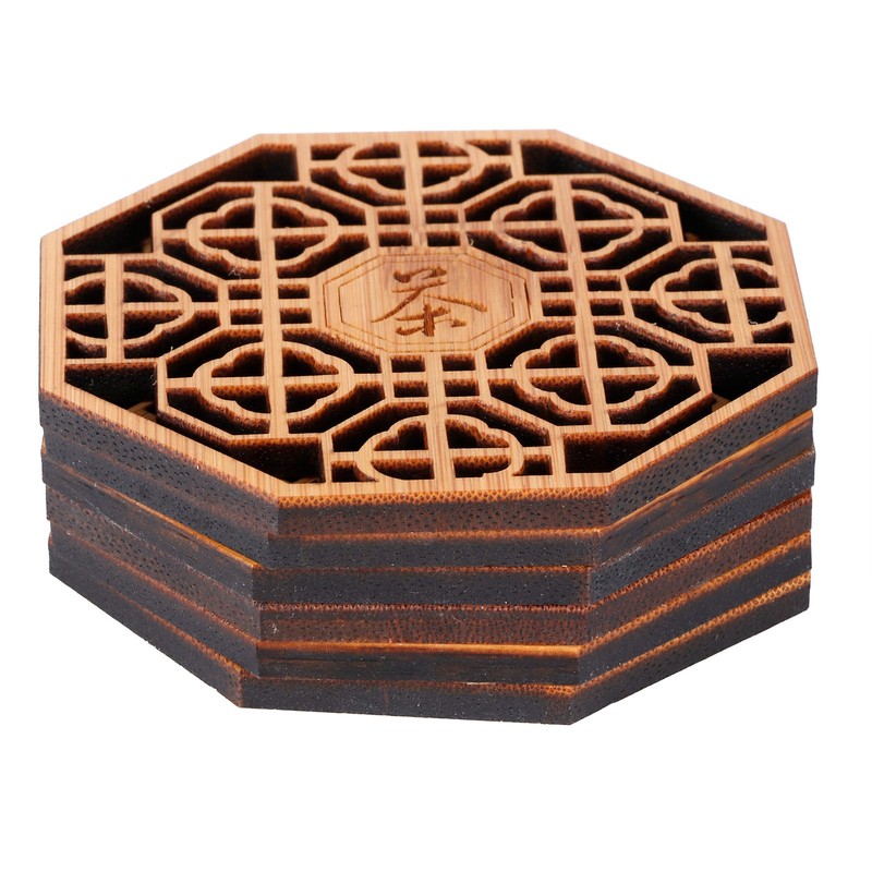 6PCS Bamboo Coaster Teacup Mat AntiScald Heat Insulation Pad Tea