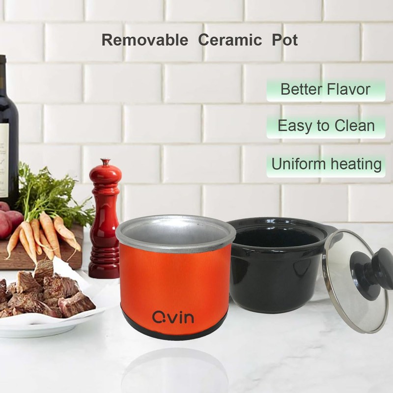 0.65-qt mini Round Slow Cooker, Fondue Melting Pot Warmer with