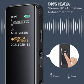 Digital Voice Recorder, 32 GB Digital Voice Recorder with 3072 kbps Recording Quality Microphone Digital Listening Device Tape Recorder for Lecture Lecture Interview Meeting