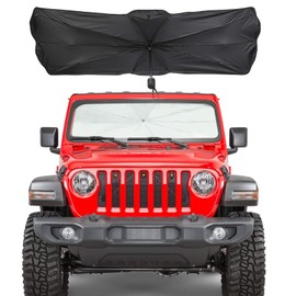 Windshield Sun Shade, JoyTutus Custom-fit Blocks Rays Sun Shade Visor Protector Compatible with Wrangler JL, Easy to Install Car Windshield Sunshade, Keep Your Car Cool for JL JLU 2018-2024 & JT