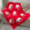 Red Christmas Hat Throw Blanket, Soft Warm Cozy Reversible Santa