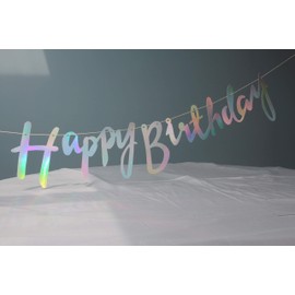 Regendeko Happy Birthday Glitter Garland Decoration Birthday Decoration Party Decorations (Hologram)
