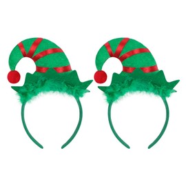 2Pcs Christmas Elf Hat Headband Christmas Hat Hairband Hair Hoop Xmas Hair Band Christmas Hat Headpiece Kids Adult Headwear Novelty Hair Accessories for Xmas Party Fancy Dress Costume Decoration