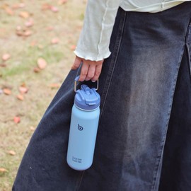 BOTTLE BOTTLE 24 oz sports water bottle stainless steel insulated water bottle with straw and pills holder (blue)