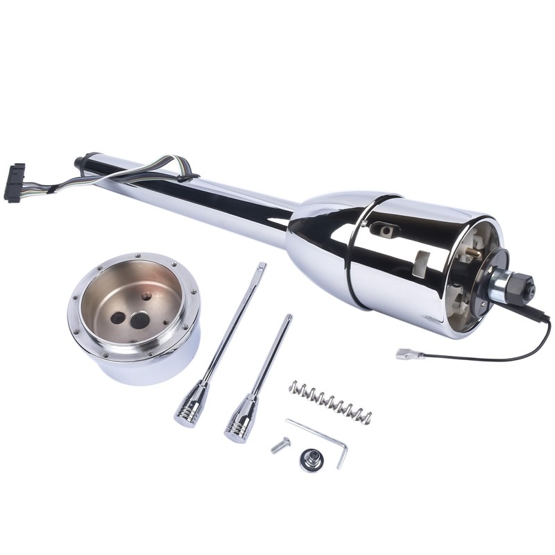 Woosphy 28" Chrome Tilt Street Rod Floor Shift Steering Column