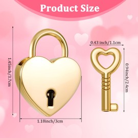 YBEATY 4 Pcs Mini Gold Metal Lock Mini Heart Shaped Padlock Hardware with Key for Diary Book Jewelry Storage Box Handbag Luggage Notebook