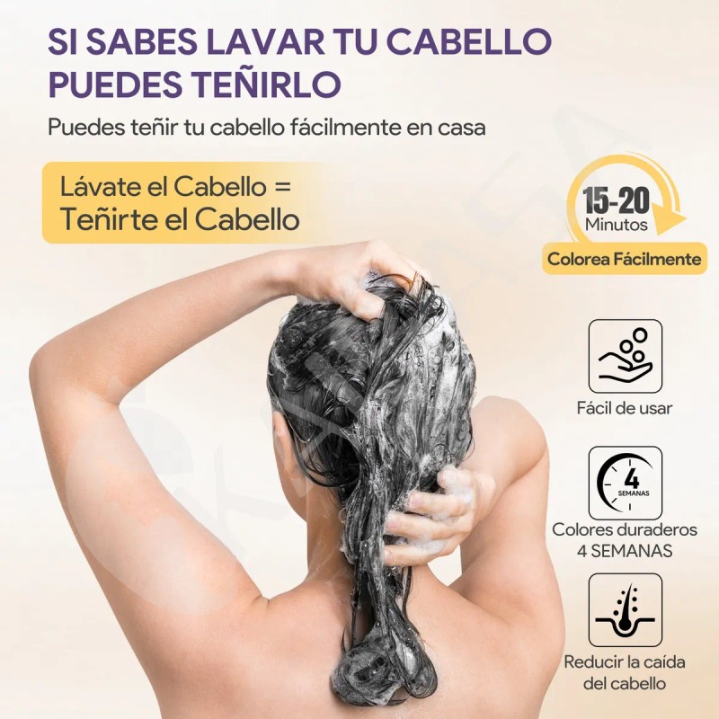 Kaisasa Hair Dye Shampoo Tinte Para Canas Con Aceite De