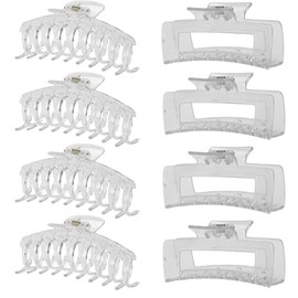 LuSeren Paquete de 8 Clips Clearhair para Mujer, 4.3 Pulgadas, Pinzas Grandes para El Cabello para Mujeres, Cabello Fino y Grueso y Rizado, Clips de P