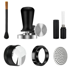6 PCS Espresso Tools Set,Espresso Tamper,Coffee Distributor,Puck Screen,Dosing Funnel,Coffee Brush And WDT Tool,Espresso Accessories Kit Barista Tools (Black, 53mm)