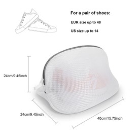ATDDO Mesh Laundry bag for Shoes, Set of 2 Washing Machine Bags for Delicates, Trainers, Socks, Bras and Travel reusable Laundry Wash Bag with Zips