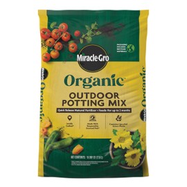 Miracle-Gro Organic Outdoor Potting Mix, for Outdoor Container Plants, Contains Quick-Release Natural Fertilizer, OMRI Listed, 16 qt.