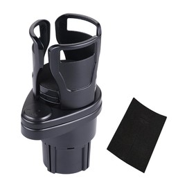 CGEAMDY Car Dual Cup Holder Adjustable, 360°rotating Car Coffee Drink Cup Holder Expander, 2 in 1 Multifunctional Car Cup Stand Expander for Cars, Water Bottle Coffee Cups(Matt Black)