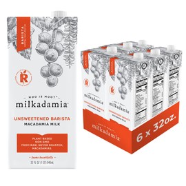 milkadamia Macadamia Milk - Unsweetened Barista - 32 Fl Oz (Pack of 6) - Lactose Free, Vegan, Shelf Stable, Plant Based, Non Dairy, Dairy Free